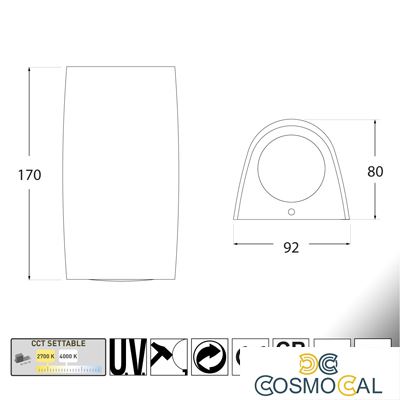 MARTA 90 1L BIANCO SATIN LED GU10 3,5W CCT SET