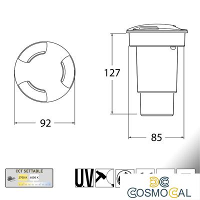 CECI 90 3L NERO SATIN LED GU10 3,5W CCT
