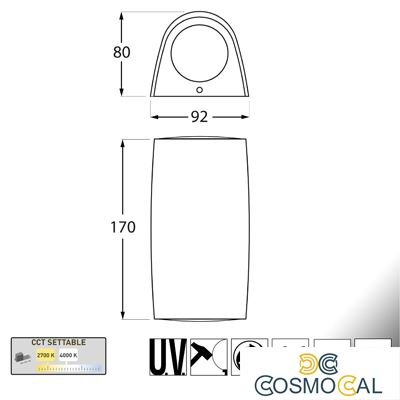 MARTA 90 2L NERO SATIN LED GU10 7W CCT 3WHITE