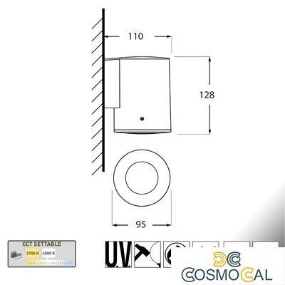 FRANCA 90 1L WALL NERO SATIN LED GU10 3,5 CCT 3WHITE