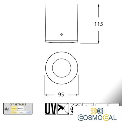 FRANCA 90 NERO SATIN LED GU10 3,5W CCT 3WHITE