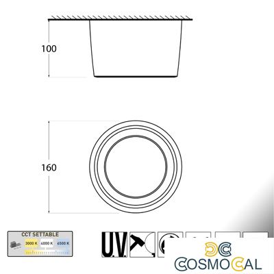 LIVIA 160 NERO SATIN LED GX53 10W CCT 3WHITE