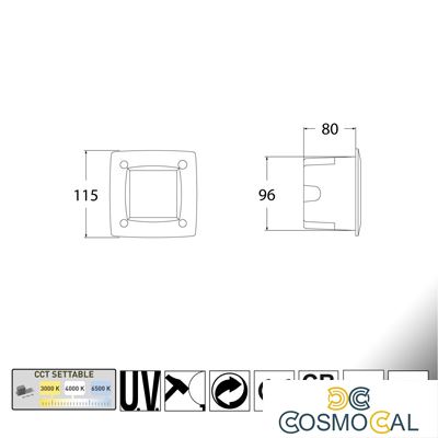 LETI 100 SQUARE GRIGIO OPALE LED GX53 3W CCT SET