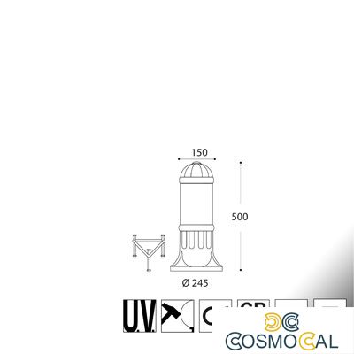 SAURO 500 NERO TRASP E27 FRANGILUCE RESINA - 50 cm