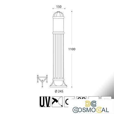 SAURO 1100 GRIGIO TRASP E27 FRANGILUCE RESINA - 110 cm