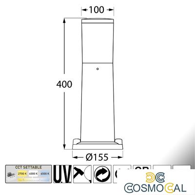 AMELIA 400 NERO OPALE E27 A60 LED 11W CCT 3WHITE - 40 cm
