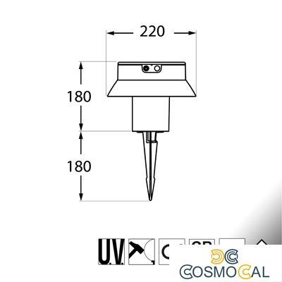 FELICE 200 SPIKE BIANCO SOLAR LED Ø150 PIR CCT SET