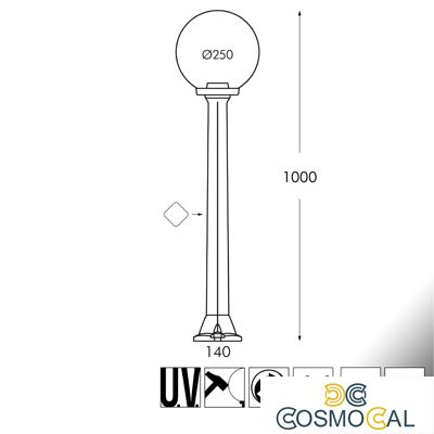 GIAFFA/G250 NERO OPALE E27 LED 8,5W CCT 3WHITE - 100 cm
