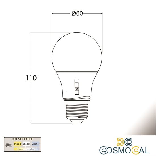 Lampadina LED E27 A60 - 8,5W - CCT - Fumagalli