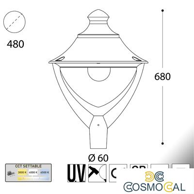 BEPPE 400 NERO TRASP POWER LED E27 30W CCT SET