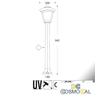 GIAFFA/ROBY NERO TRASP E27 A60 LED 8,5W CCT SET - 94,5 cm