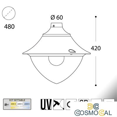 5x VIVI 400 NERO TRASP POWER LED E27 30W CCT SET