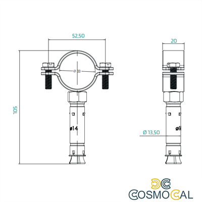 KIT COLLARE LATERALE M8 PER CONTROVENTO 25X25