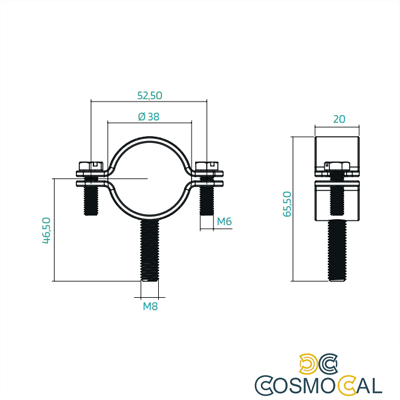 KIT COLLARE POSTERIORE M8 PER CONTROVENTO 25X25