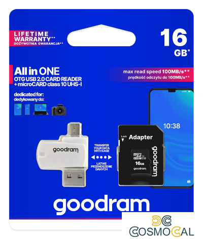 GoodRAM microSD 16GB class 10 + adpter + card reader - blister -