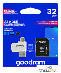 GoodRAM microSD 32GB class 10 + adpter + card reader - blister -
