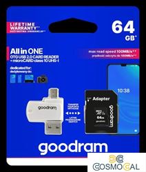 GoodRAM microSD 64GB class 10 + adpter + card reader - blister -