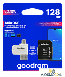 GoodRAM microSD 128GB class 10 + adpter + card reader - blister