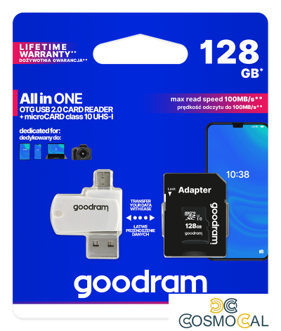 GoodRAM microSD 128GB class 10 + adpter + card reader - blister