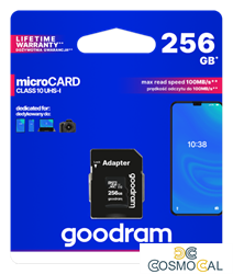 GoodRAM microSD 256GB class 10 UHS I + adapter - retail blister