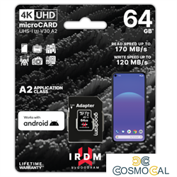 GoodRAM microSD IRDM 64GB UHS I U3 A2 + adapter - IR-M2AA-0640R1