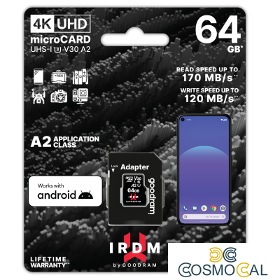 GoodRAM microSD IRDM 64GB UHS I U3 A2 + adapter - IR-M2AA-0640R1