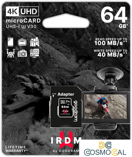 GoodRAM microSD 64GB UHS I U3 + adapter - retail blister -IR-M3A