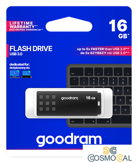 GoodRAM Pendrive 16GB BLACK USB 3.0 - retail blister - UME3-0160