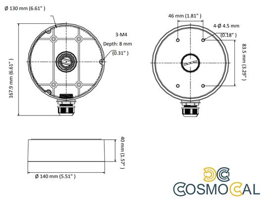 Junction box a parete per telecamera Hilook D3 VF Serie