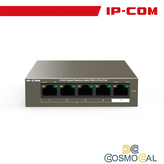 IP-COM Switch Desktop 5 Porte Gigabit con 4 Porte PoE 63W - G110