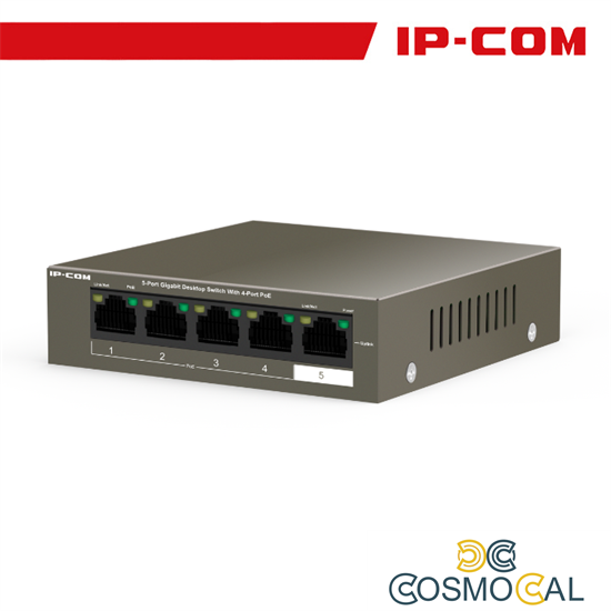 IP-COM Switch Desktop 5 Porte Gigabit con 4 Porte PoE 63W - G110