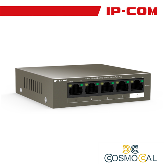 IP-COM Switch Desktop 5 Porte Gigabit con 4 Porte PoE 63W - G110