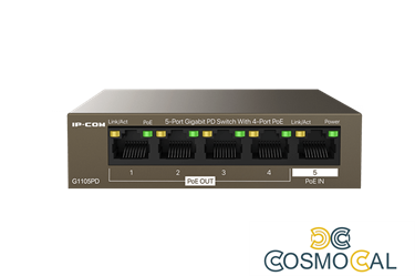 Switch 5 porte Gigabit PD - 4 porte PoE OUT 1 porta PoE IN