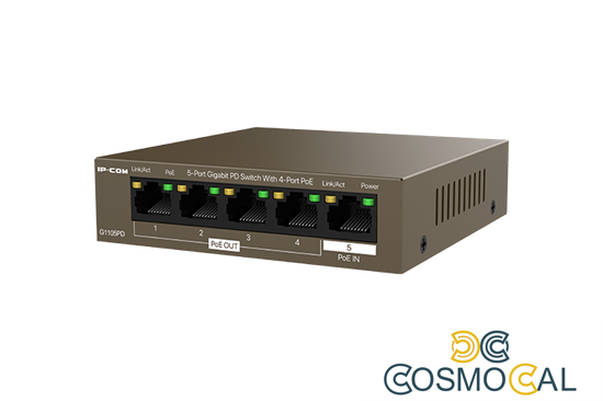 Switch 5 porte Gigabit PD - 4 porte PoE OUT 1 porta PoE IN
