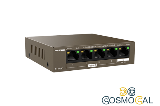 Switch 5 porte Gigabit PD - 4 porte PoE OUT 1 porta PoE IN