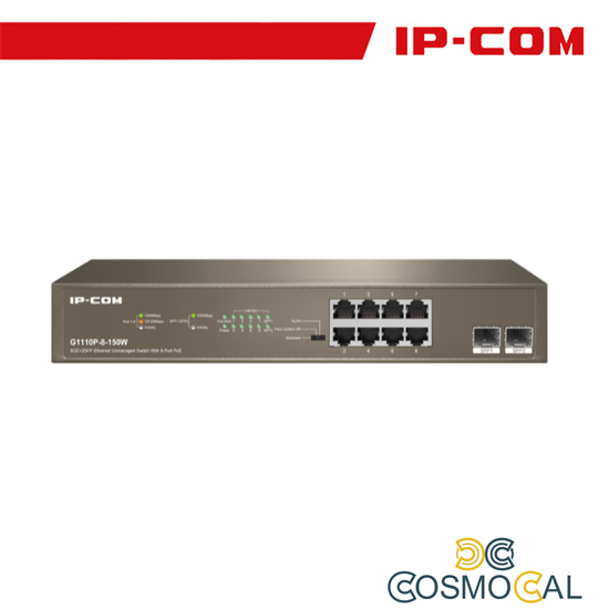 IP-COM Switch Unmanaged 8GE + 2SFP 8 porte PoE 150W - G1110P-8-1