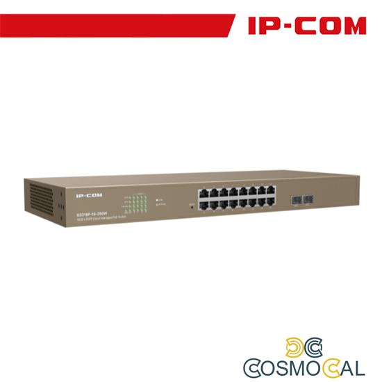 IP-COM Switch PoE Rack Cloud Managed L2 16 Port GE + 2SFP - G331