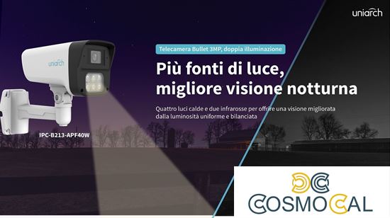 3MP Uniarch Bullet IPCamera,Ottica 4.0mm, Dual Light