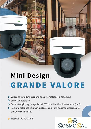2MP Uniarch MiniPTZ Dome camer, ottica 5X, Indoor, WIFI