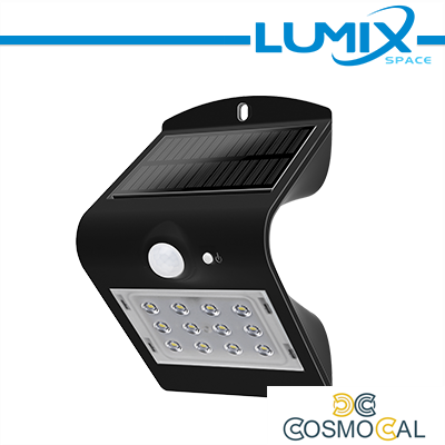 Lampada da parete LED solare senza fili con Sensori 220lm NERO