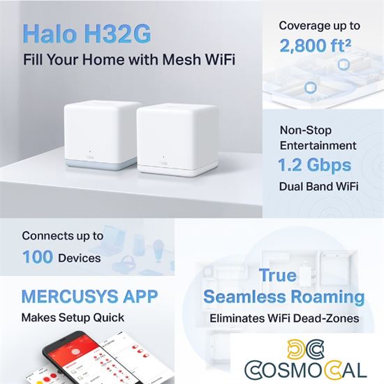 Mercusys AC1200 Whole Home Mesh Wi-Fi System Halo H32G(2)