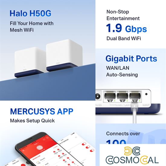 Mercusys AC1900 Gigabit Mesh WiFi Router - 2 pack