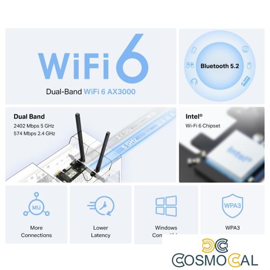 Mercusys Scheda di rete Wi-Fi 6 AX3000 Bluetooth PCIe - MA80XE