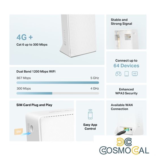 Mercusys Router 4G+ Cat6 Wi-Fi Dual Band AC1200