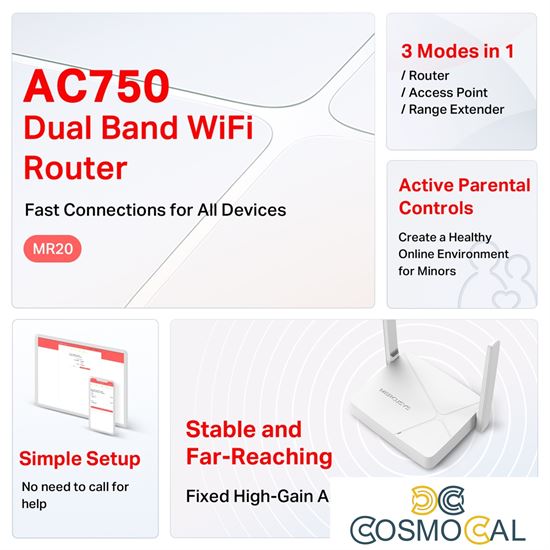 Router Wireless Dual Band AC750 - Agile Config - Mercusys