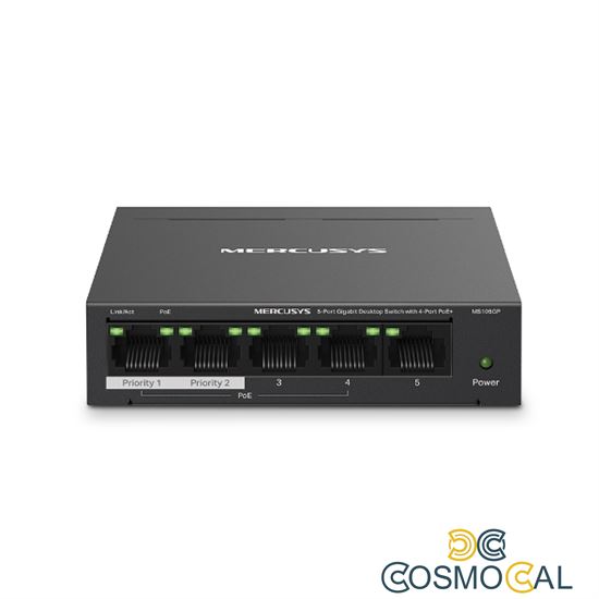 Switch Desktop 5 porte 10/100/1000 PoE+  - Mercusys MS105GP