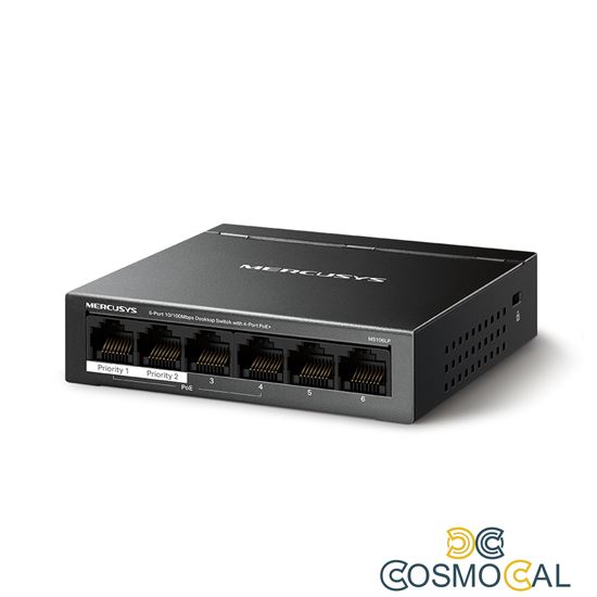 Switch Desktop 6 Porte 10/100Mbps con 4 Porte PoE+