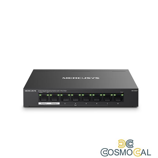 Switch 8 porte Gigabit con 7 porte PoE+ Mercusys MS108GP