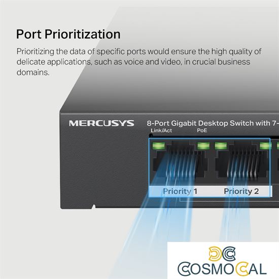 Switch 8 porte Gigabit con 7 porte PoE+ Mercusys MS108GP
