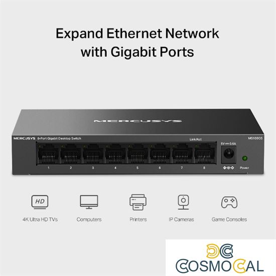 Switch 8-Porte Metallo 10/100/1000Mbps - Mercusys MS108GS